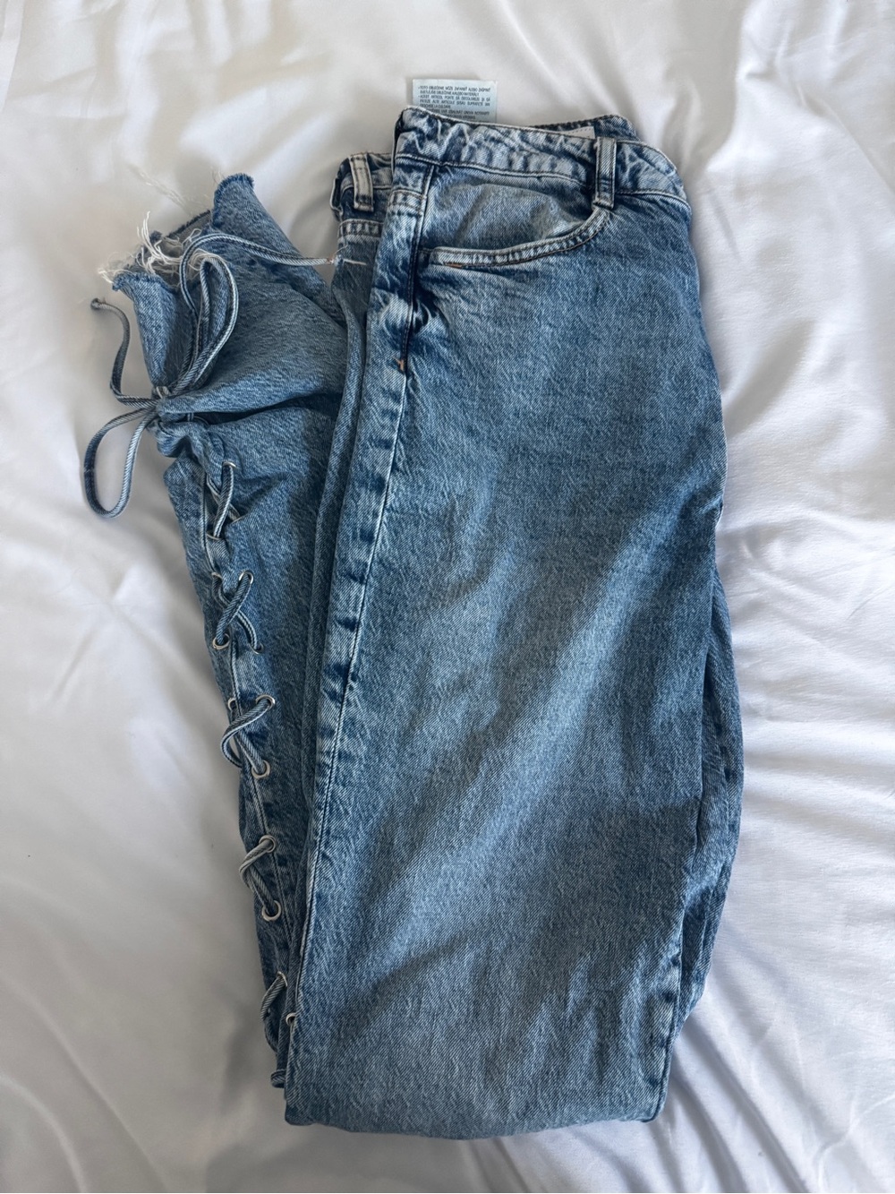 Blue Lace-Up Women’s Jeans